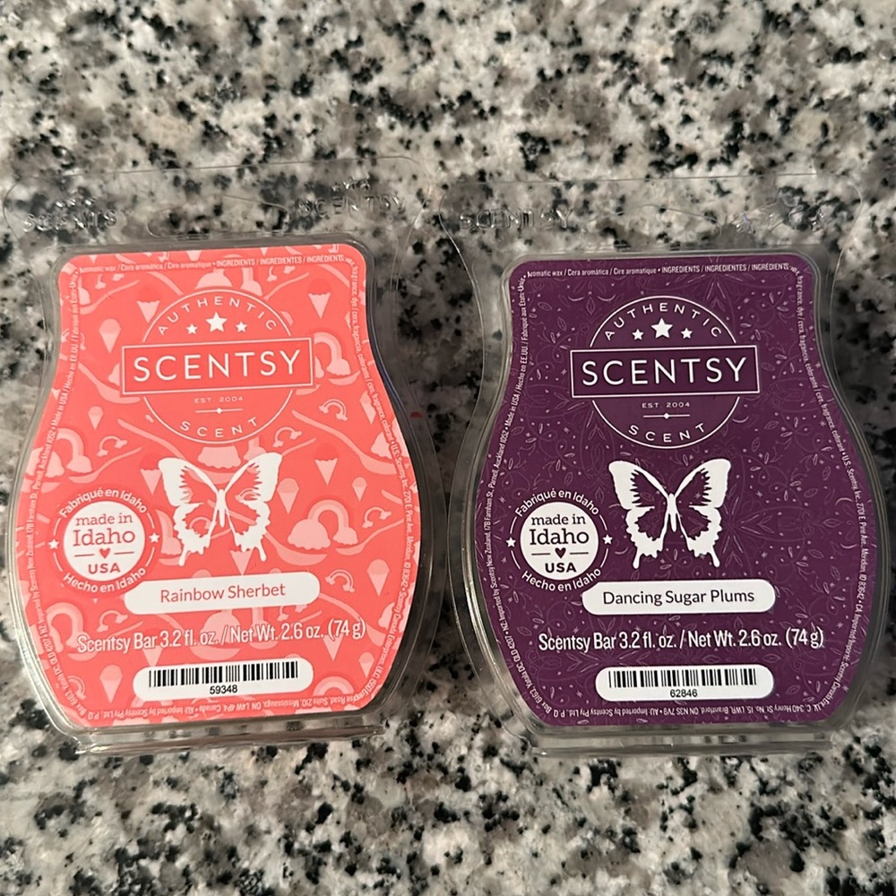 Rainbow sherbet wax and Dancing Sugar Plums wax bars